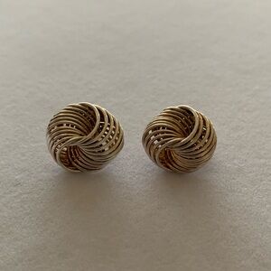 Vintage 925 Sterling Silver Round 3D Knot Stud Earrings
